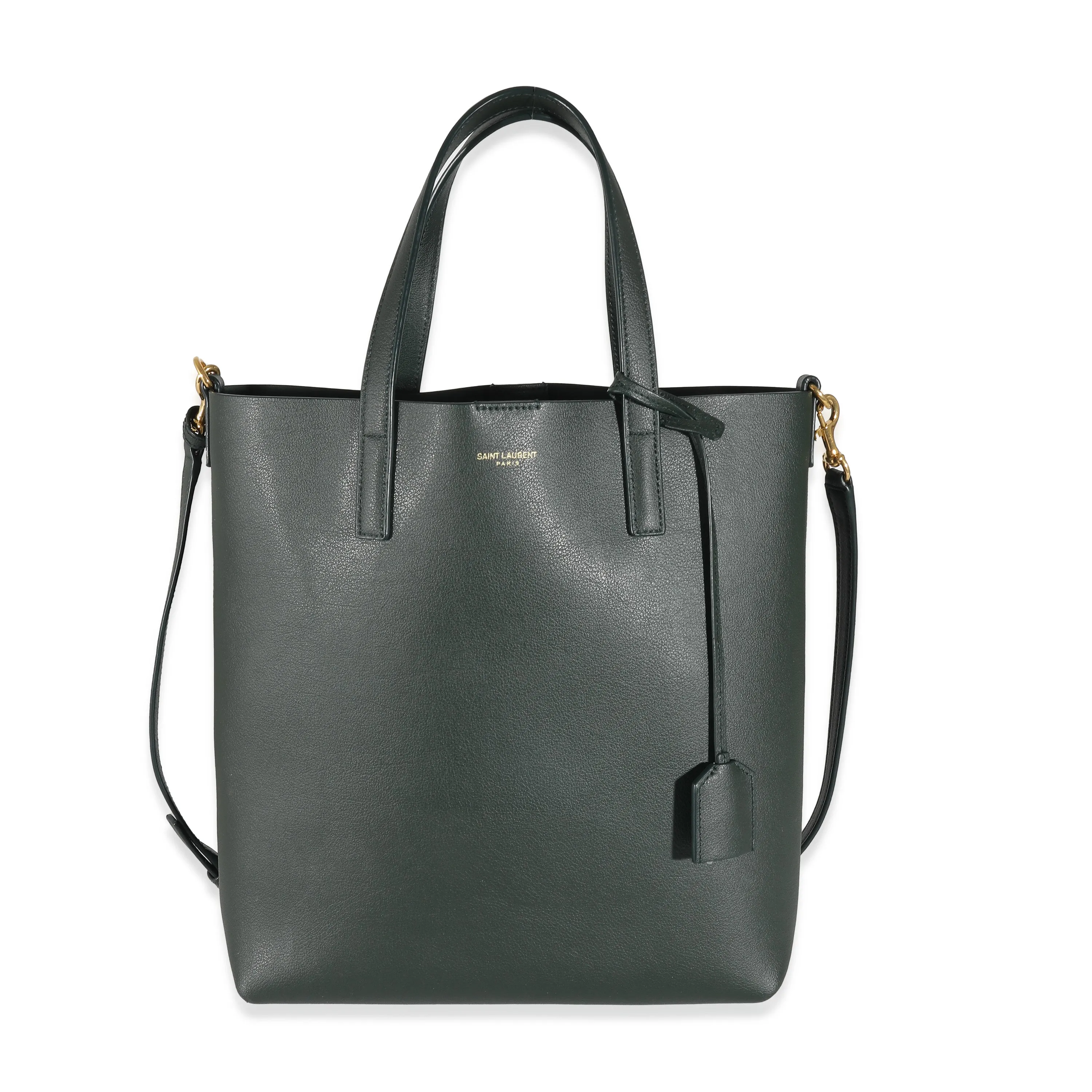 Saint LaurentDark Green Supple Leather Toy Shopping Tote