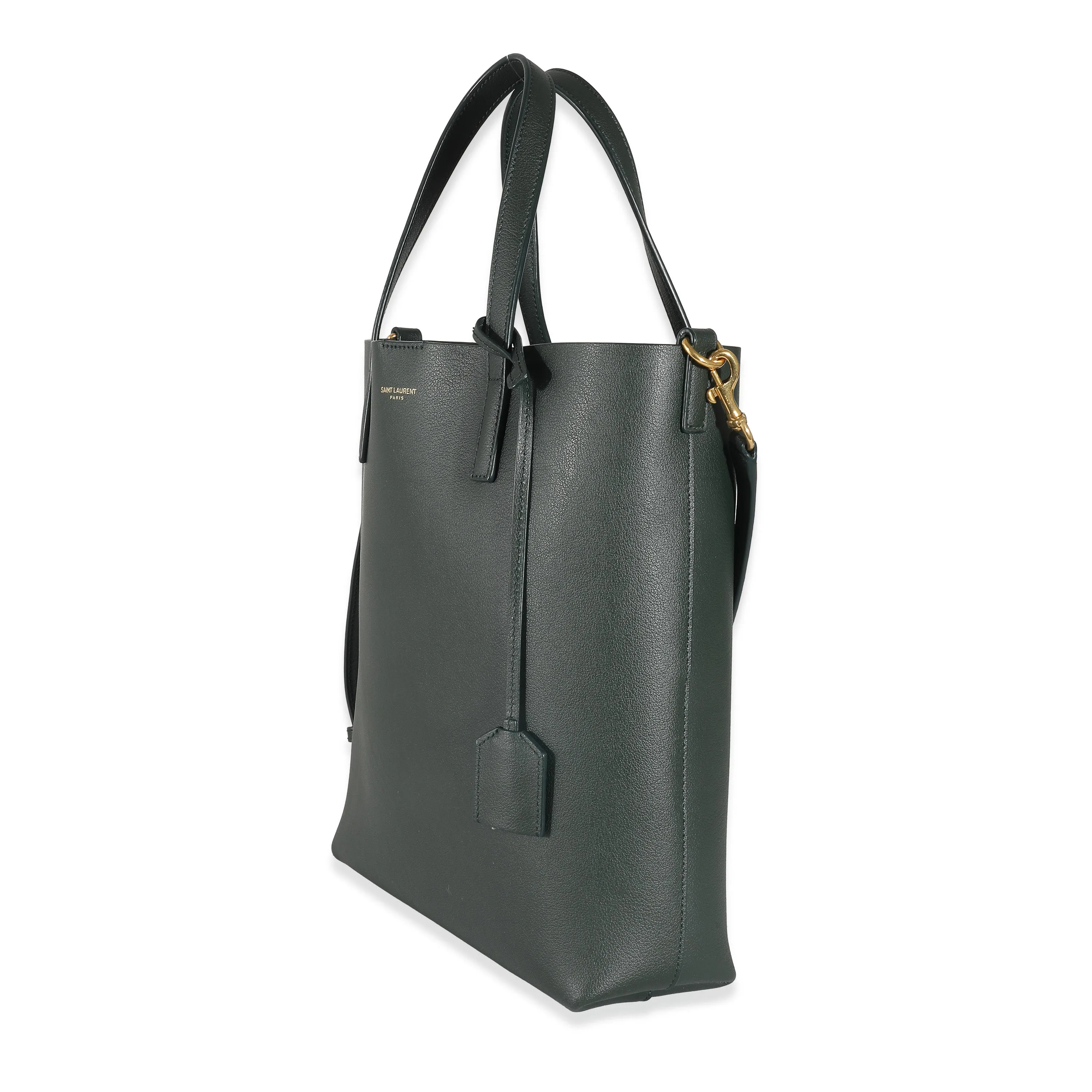 Saint LaurentDark Green Supple Leather Toy Shopping Tote