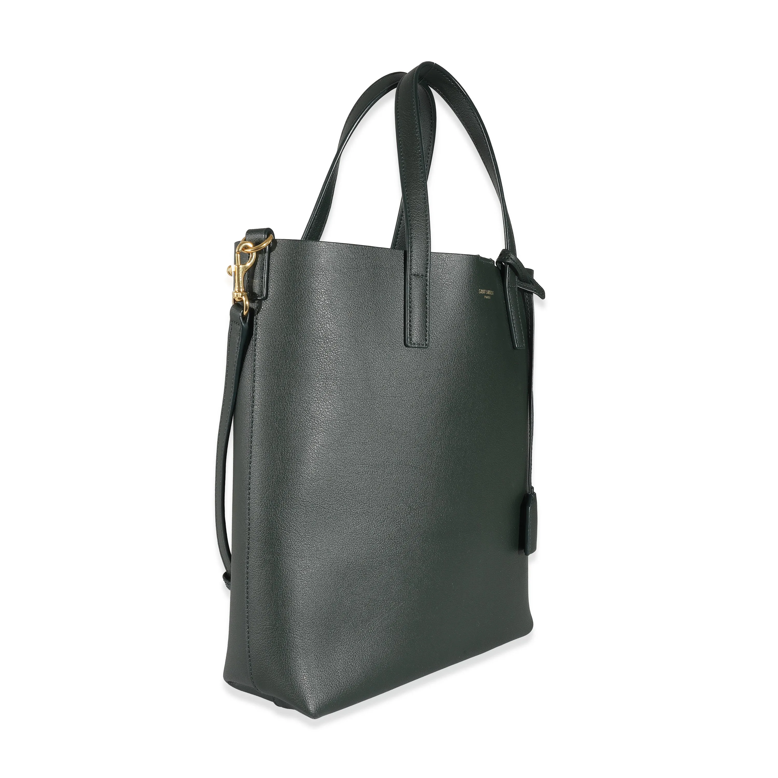 Saint LaurentDark Green Supple Leather Toy Shopping Tote