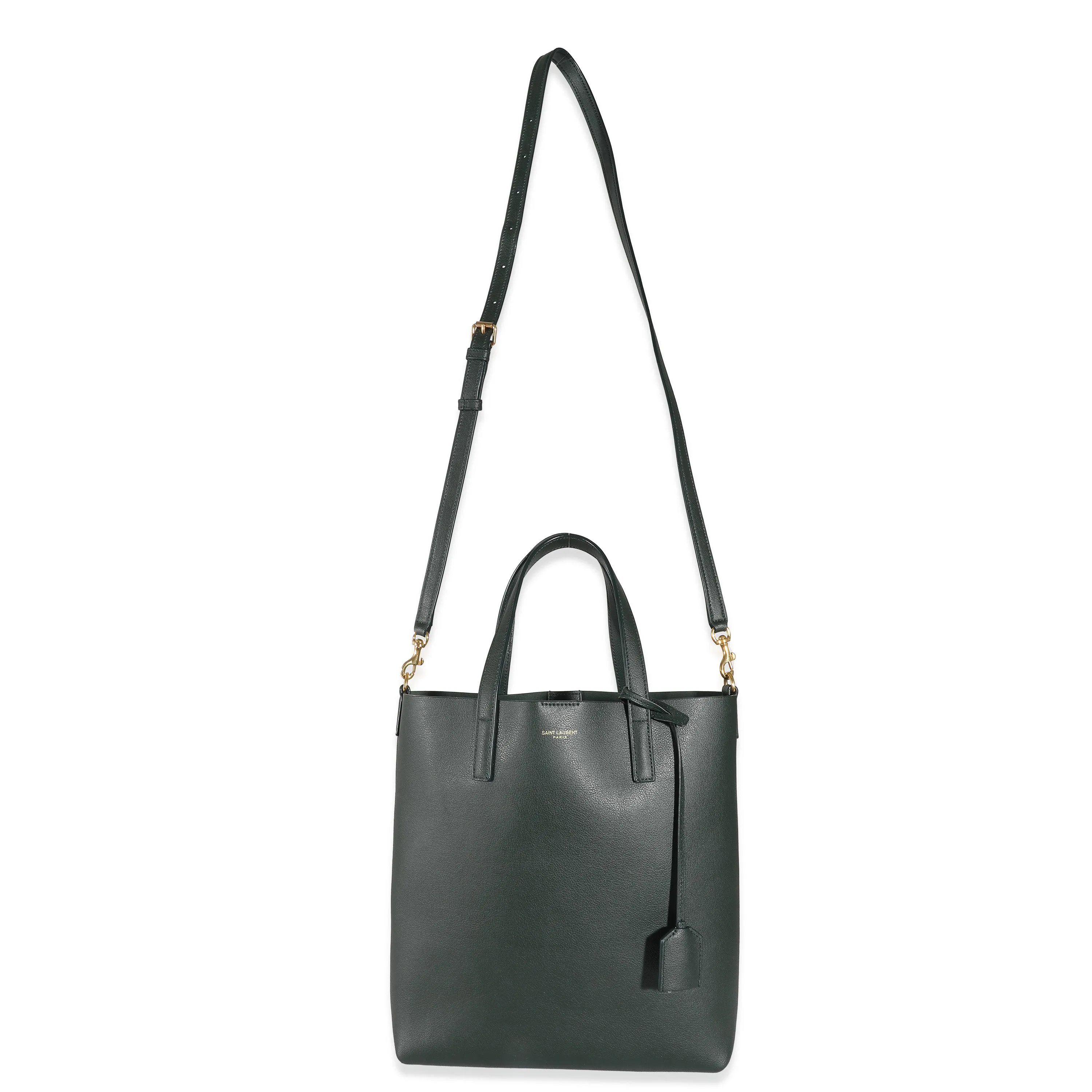 Saint LaurentDark Green Supple Leather Toy Shopping Tote