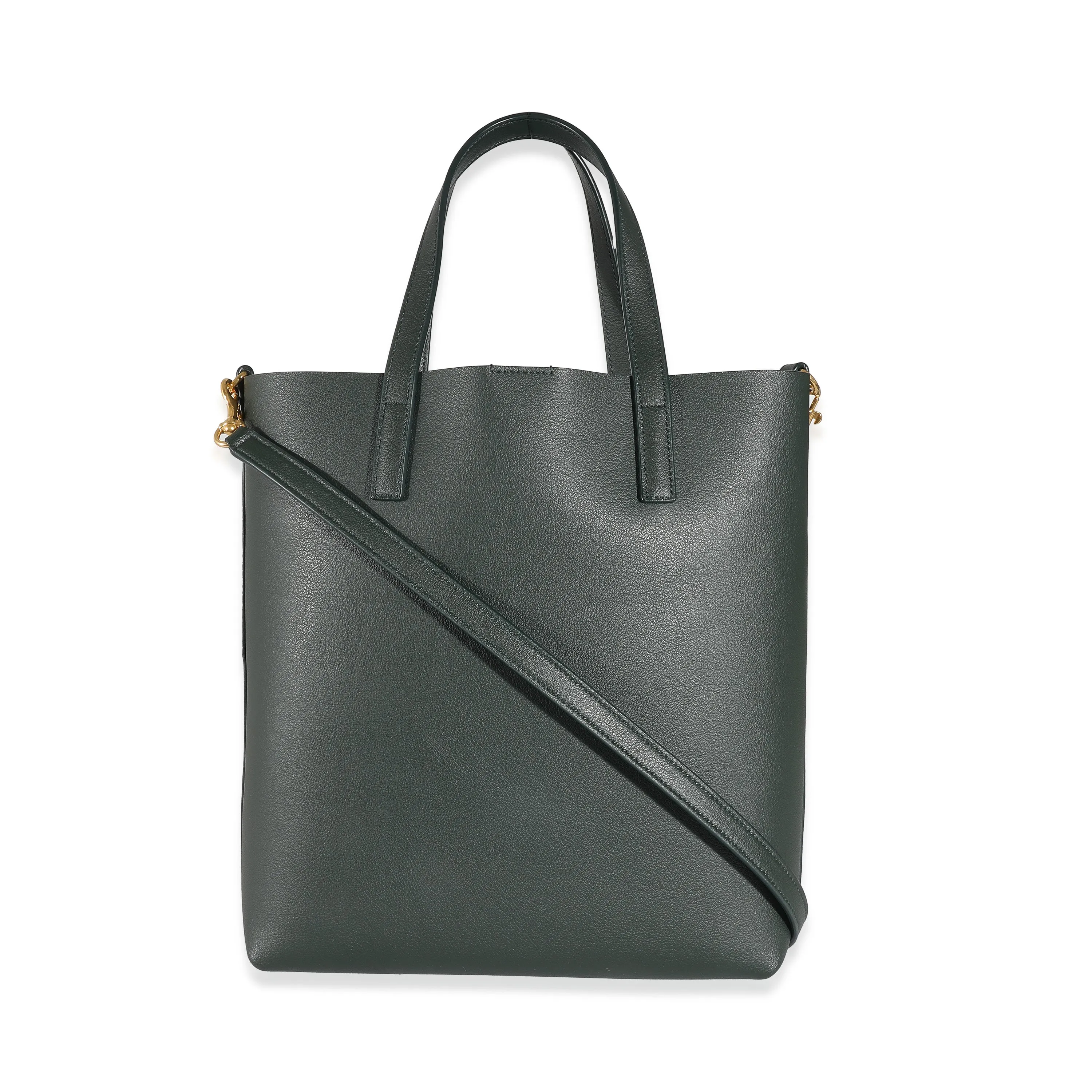 Saint LaurentDark Green Supple Leather Toy Shopping Tote