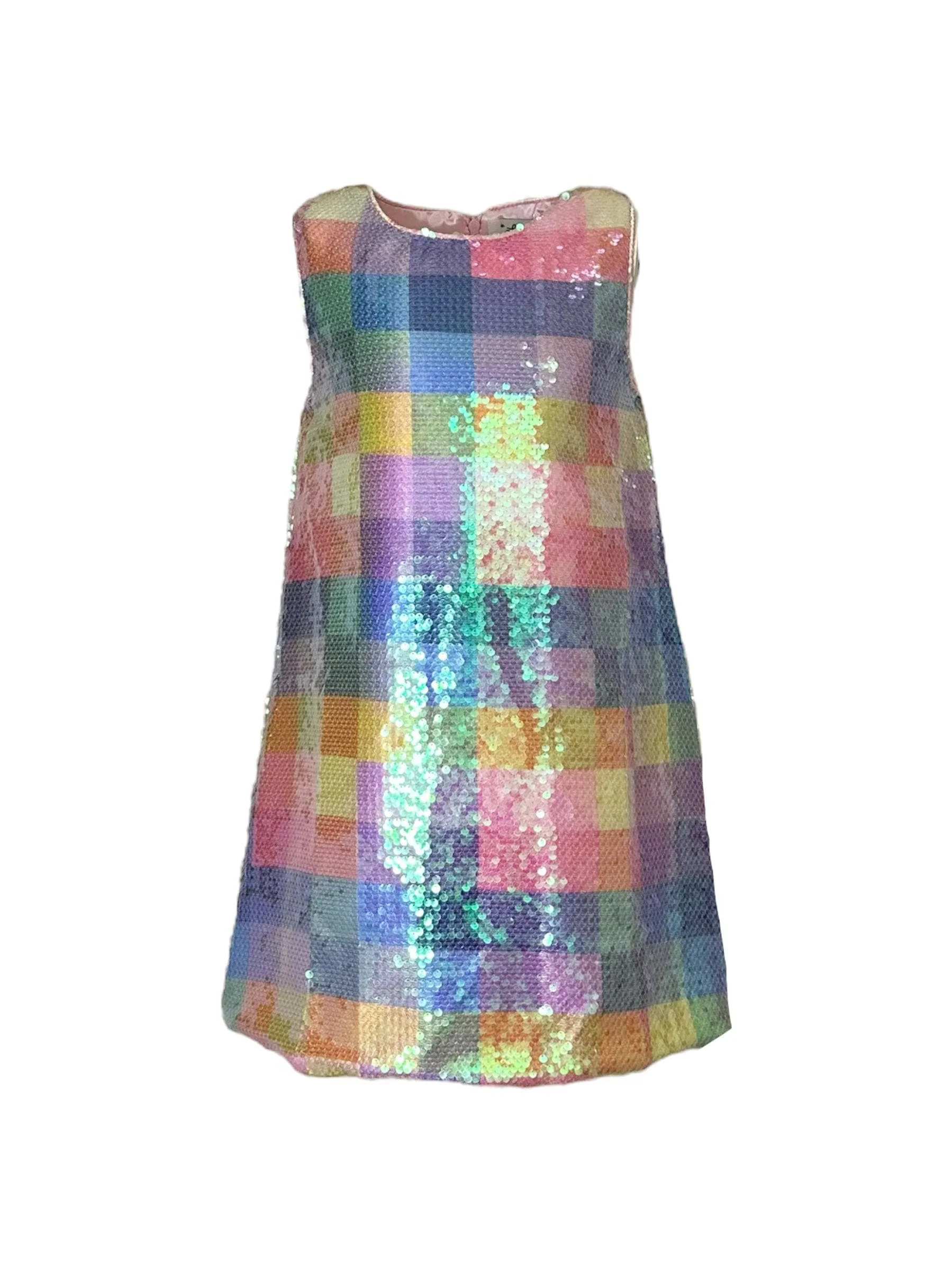 Sequin Plaid Pastel Tank Dress