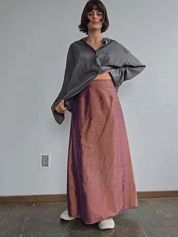 Shimmer Shantung Skirt - Carob