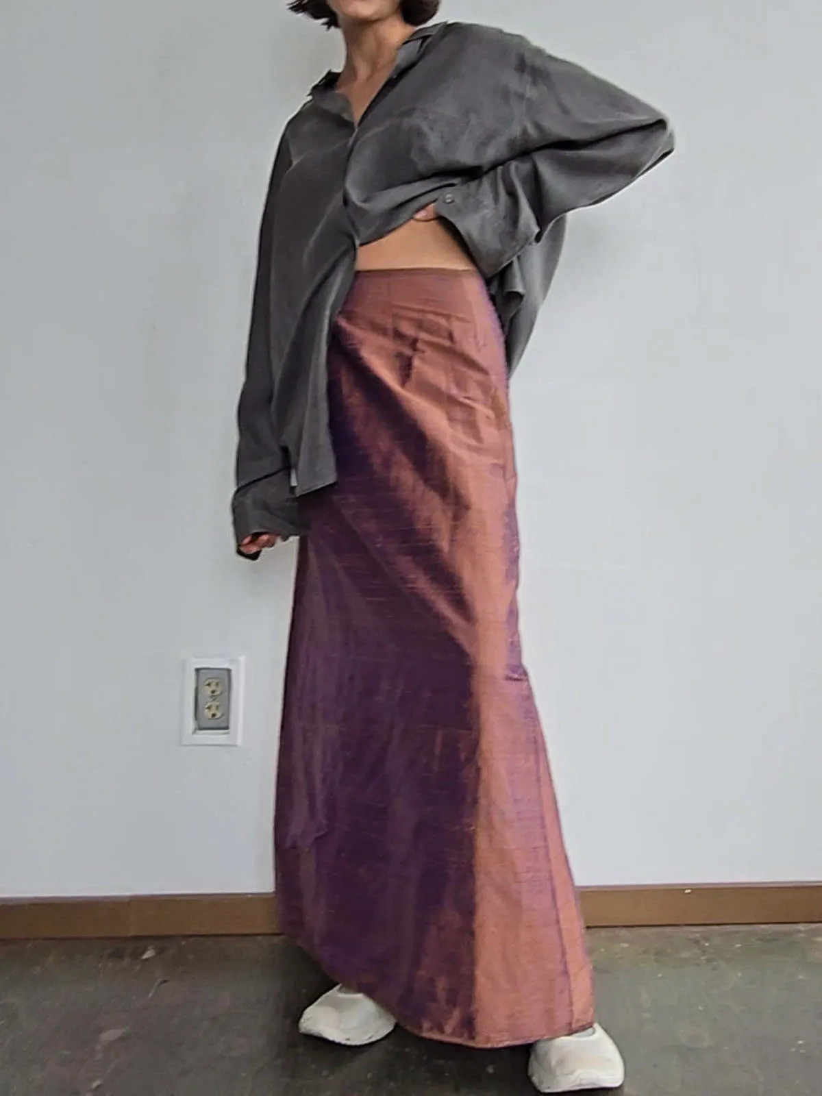 Shimmer Shantung Skirt - Carob