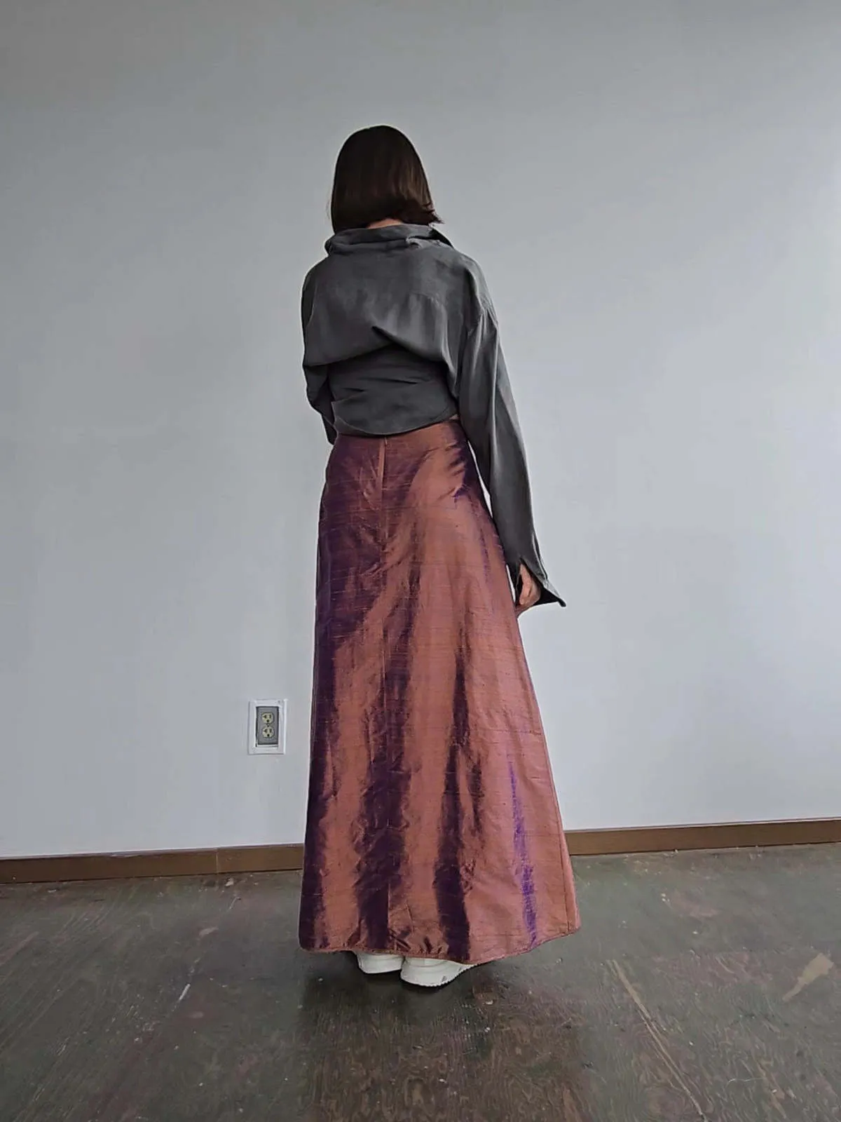 Shimmer Shantung Skirt - Carob