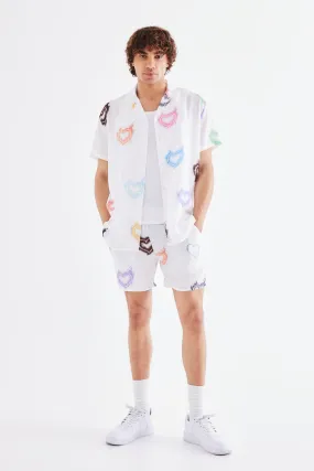 Short Sleeve Oversized Mini Heart Pride Shirt & Short | boohooMAN UK