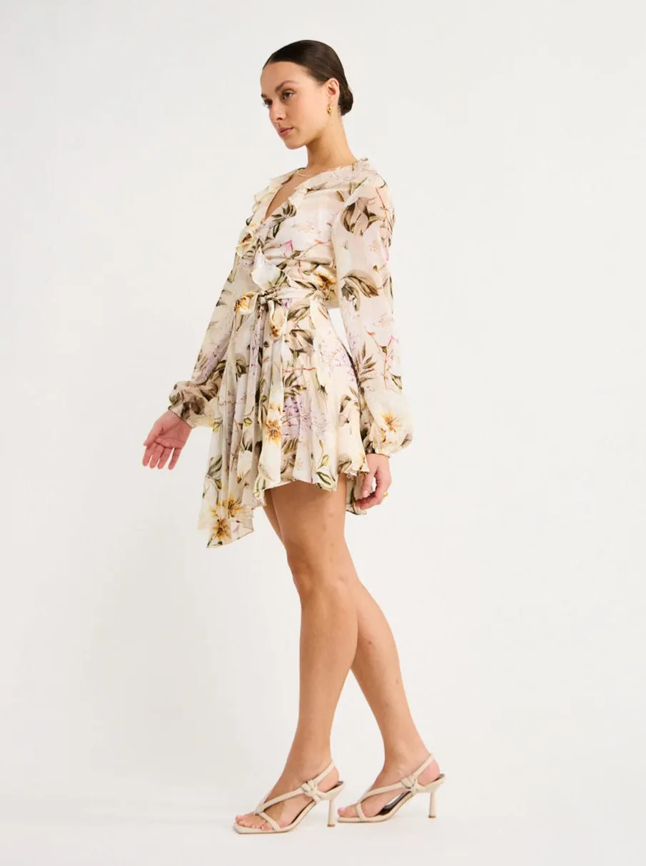 Sofia The Label Arabella Frill Wrap Dress in Flora Print