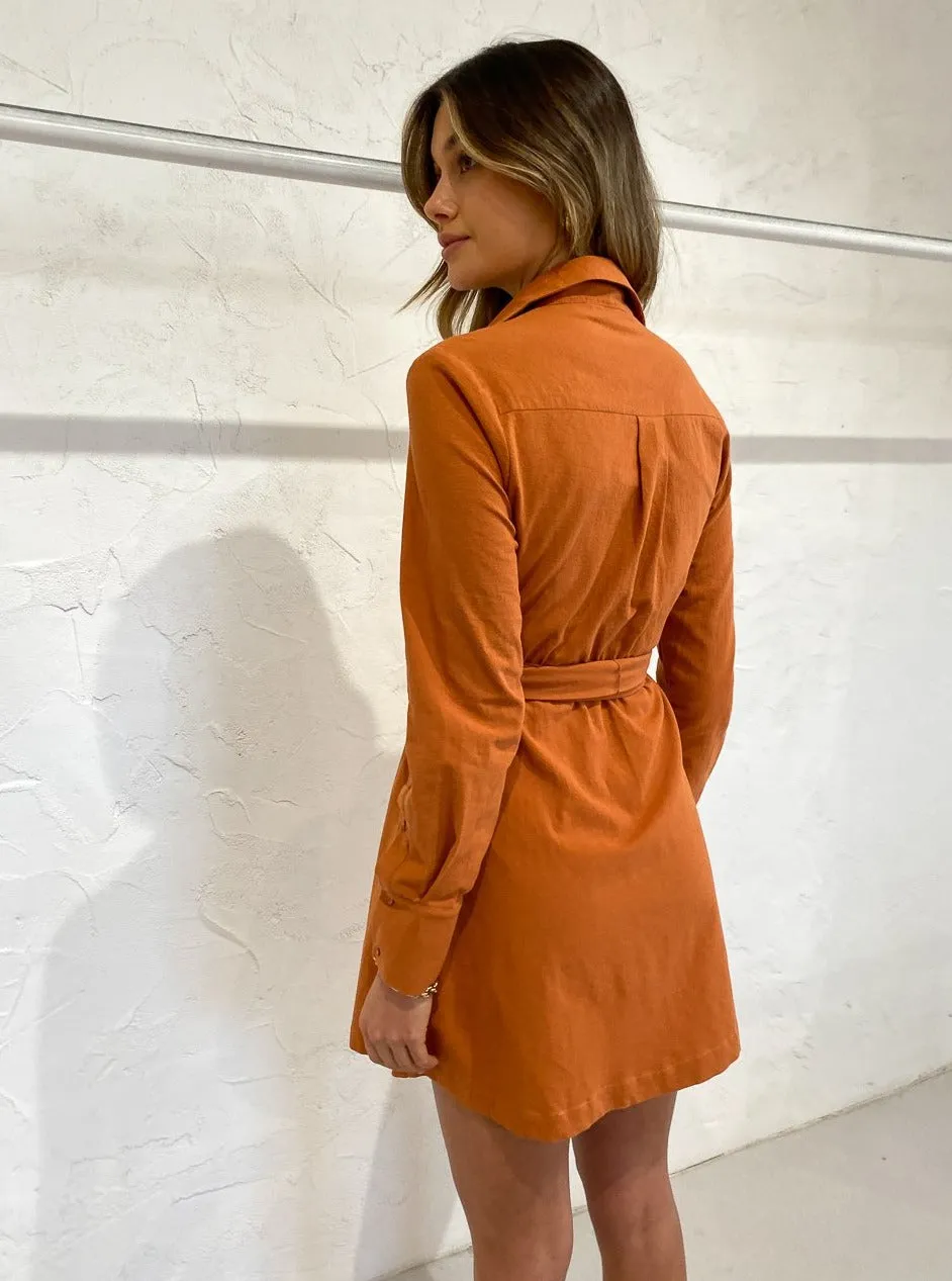 Sovere Alto Wrap and Tie Shirt Dress in Ginger