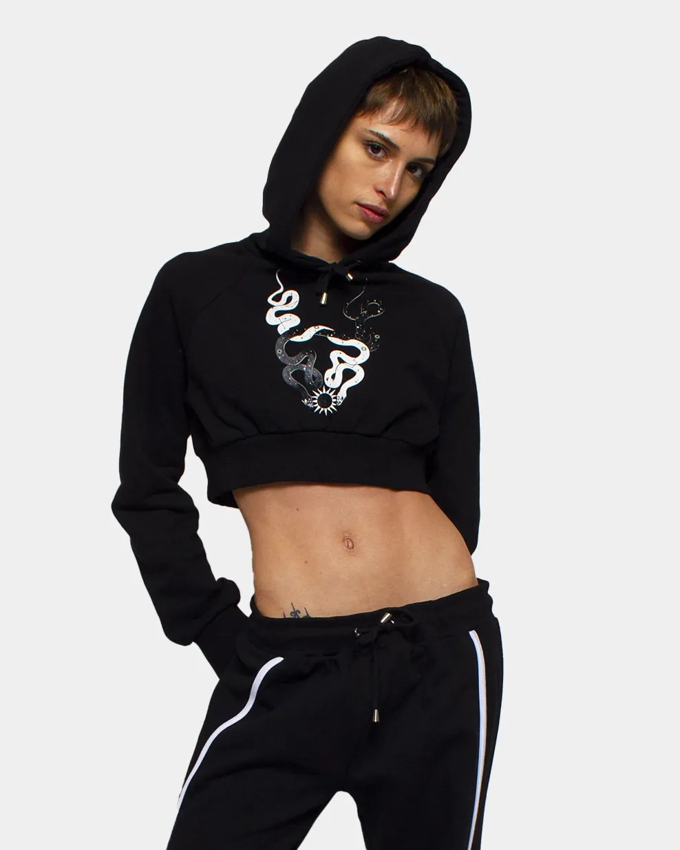 STARGAZER CROP HOODIE BLACK