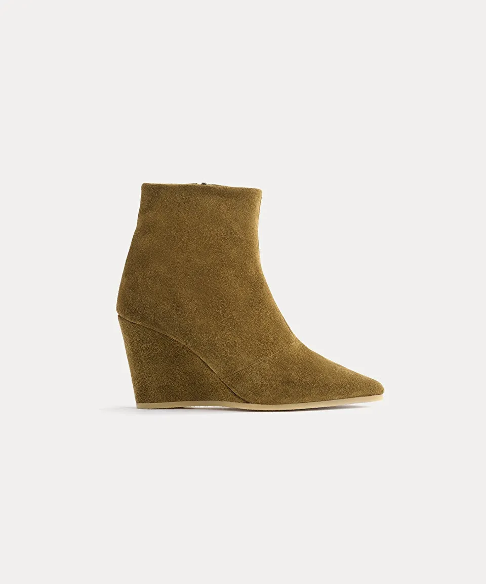 suede ankle boot with a wedge