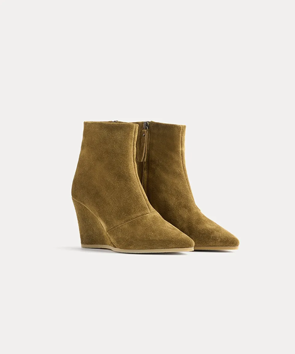 suede ankle boot with a wedge