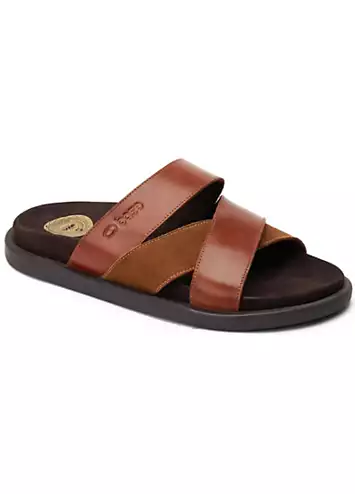 Tan Ponza Slip On Sandals by Base London | Look Again