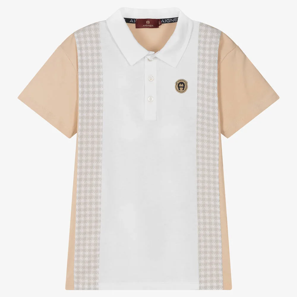 Teen Boys Beige Logo Polo Shirt