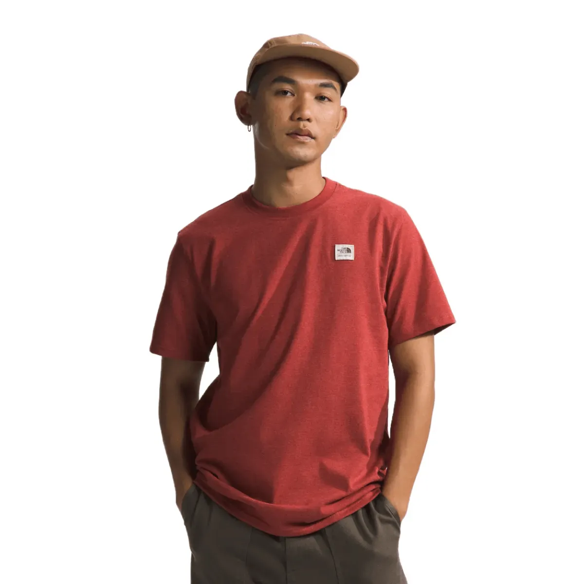 The North Face Men’s SS Heritage Patch Heathered Tee Iron Red Heather