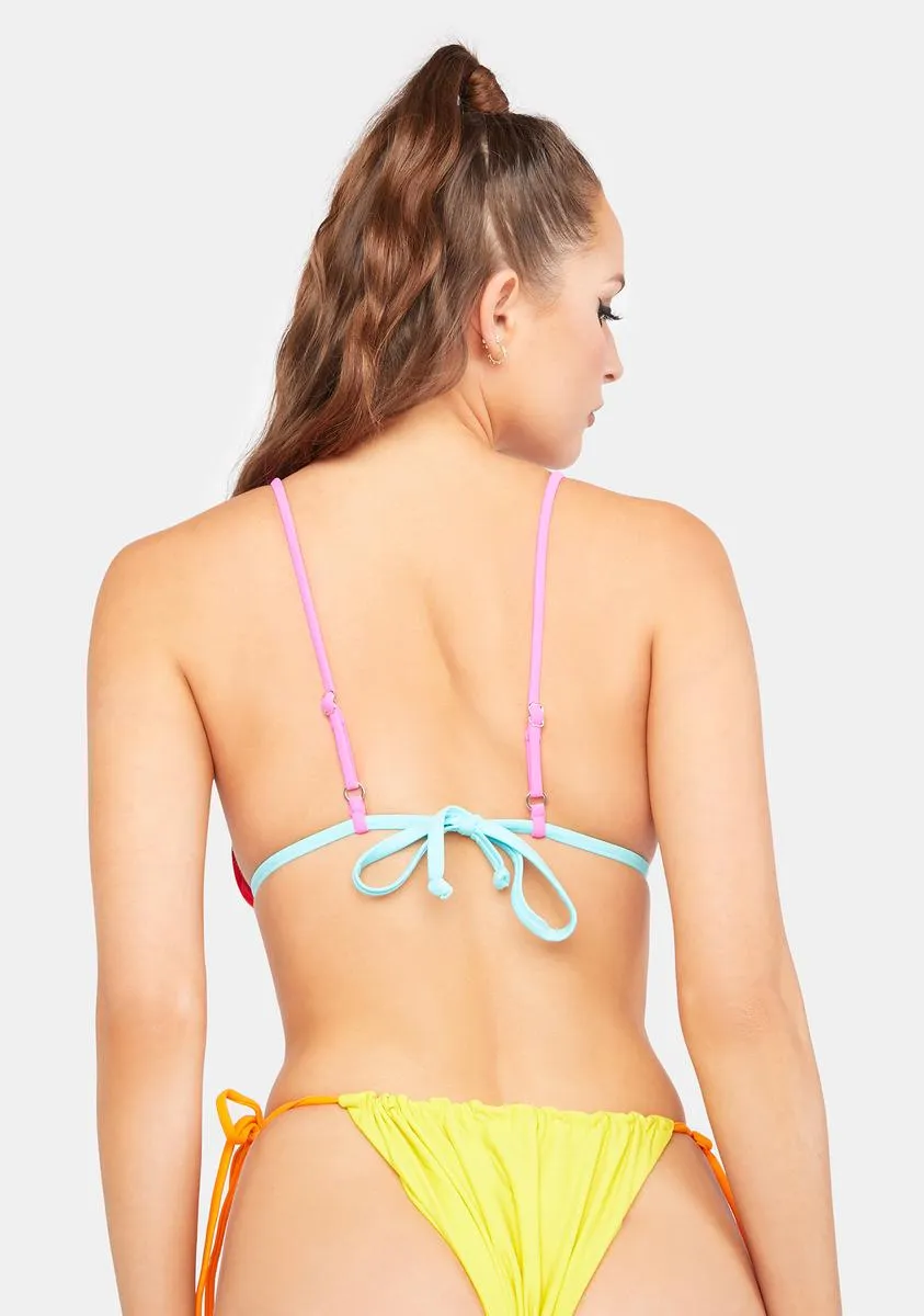 The Yellow Gathered Tie Up Bikini Bottoms-