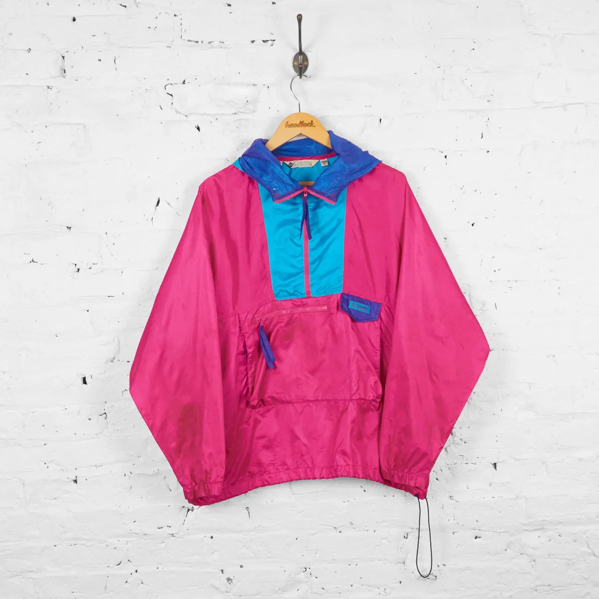 Vintage Women's 1/4 Zip Up Columbia Cagoule Jacket - Pink - XL