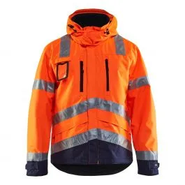 Waterproof High Vis Jacket 4837 High Vis Oranje/Marineblauw - Blåklä