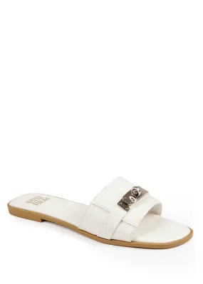 Where's That From White Emmeline Single Band Slider Sandals