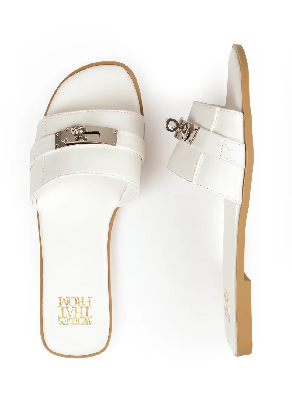 Where's That From White Emmeline Single Band Slider Sandals