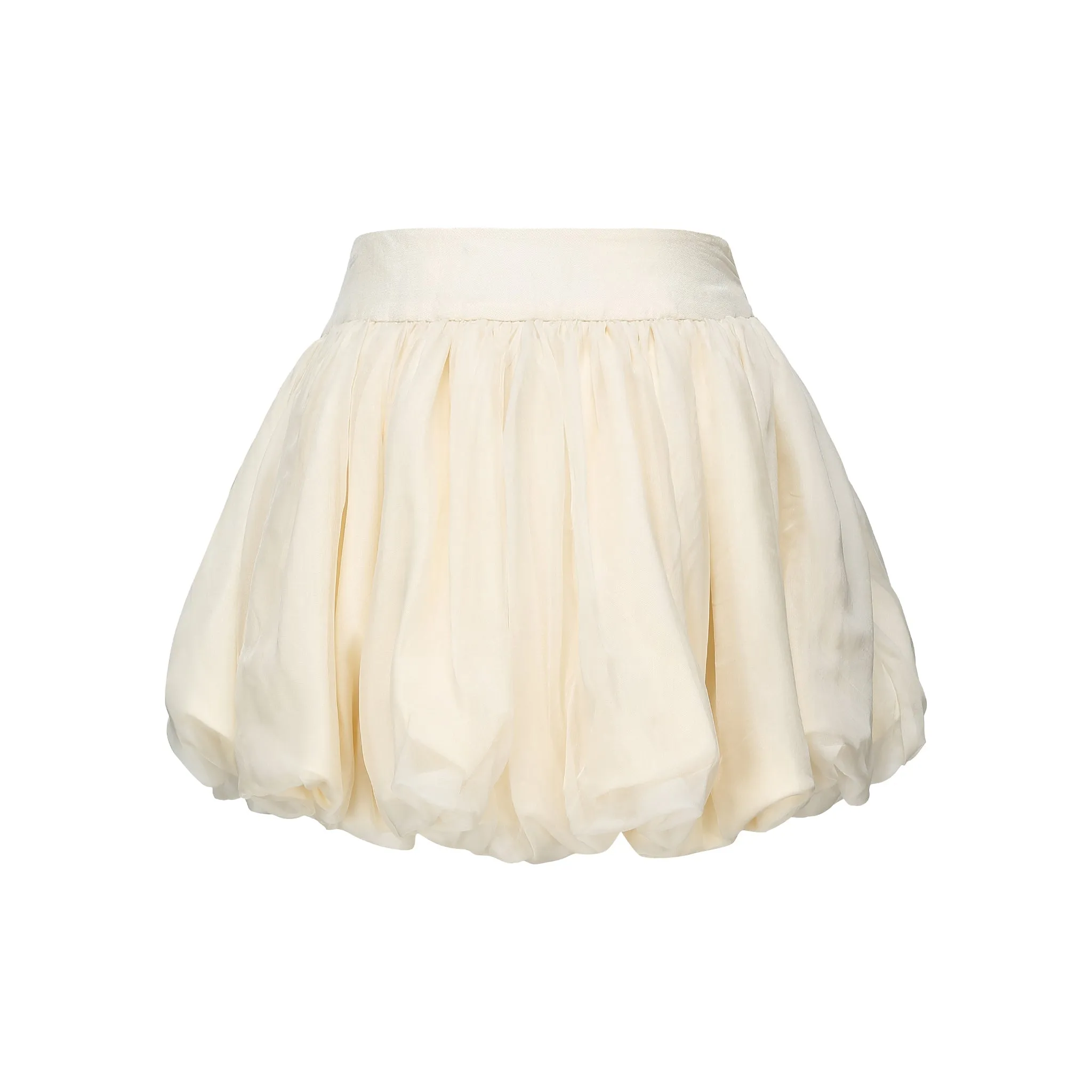 White Puff Bud Skirt-