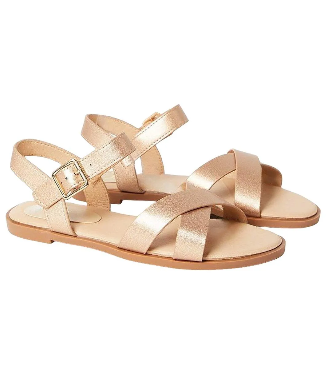 Womens/ladies florence crossover wide flat sandals rose gold Dorothy Perkins