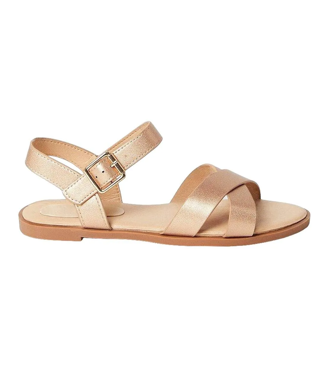 Womens/ladies florence crossover wide flat sandals rose gold Dorothy Perkins