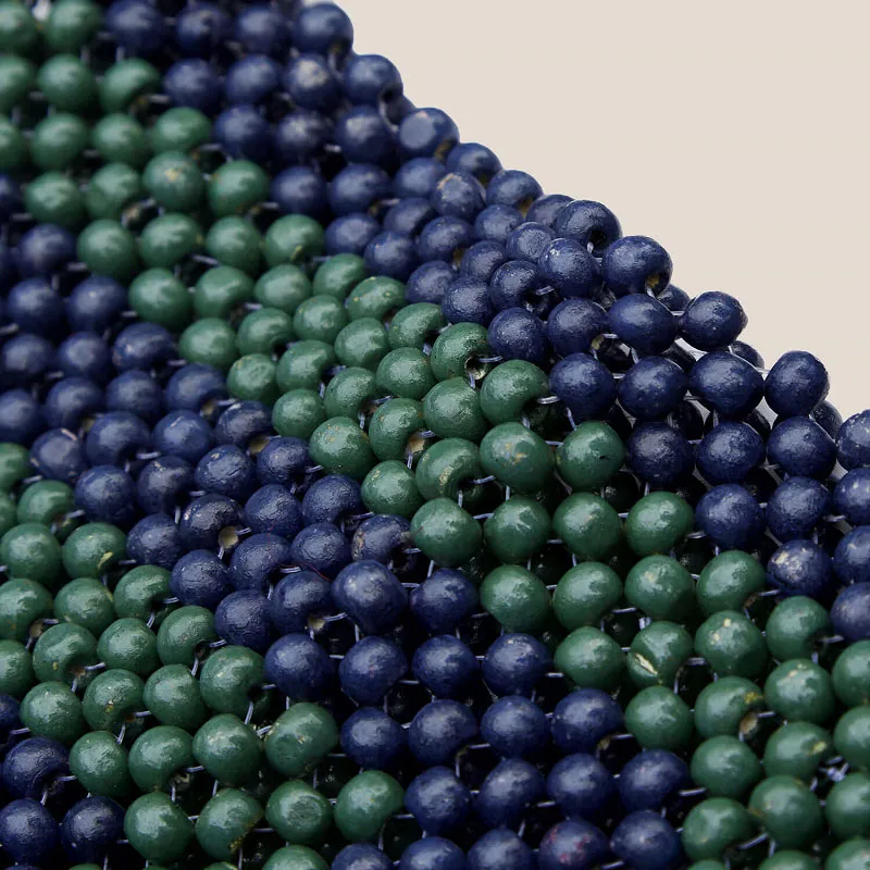 Wooden Bead Bag - Navy / Green