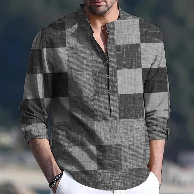 Xituodai Plaid Shirt Men's Autumn and Winter Pullover T-shirt Top