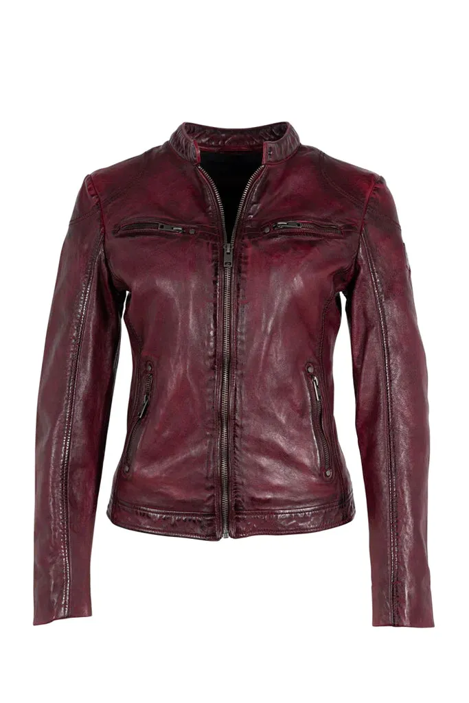 Ziya Leather Jacket - Dusty Red